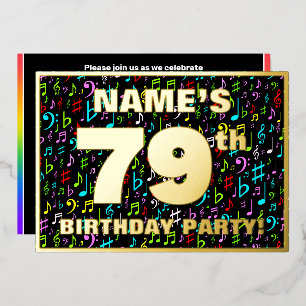 Invitación Con Relieve Metalizado Fiesta de cumpleaños número 79 — Símbolos de músic