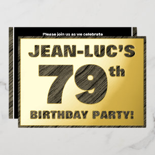 Invitación Con Relieve Metalizado Fiesta de cumpleaños número 79 — Texto con textura