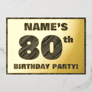 Invitación Con Relieve Metalizado Fiesta de cumpleaños número 80 — Texto en relieve 