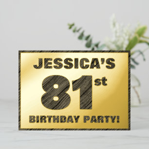 Invitación Con Relieve Metalizado Fiesta de cumpleaños número 81 — Texto con vetas d