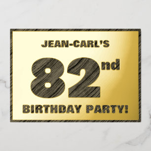 Invitación Con Relieve Metalizado Fiesta de cumpleaños número 82 — Texto con vetas d