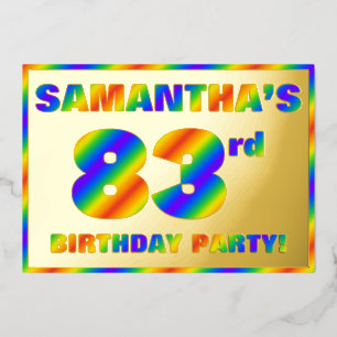 Invitación Con Relieve Metalizado Fiesta de cumpleaños número 83 — Divertido “83” co
