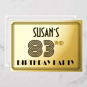 Invitación Con Relieve Metalizado Fiesta de cumpleaños número 83 — Estilo Art Deco “
