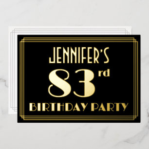 Invitación Con Relieve Metalizado Fiesta de cumpleaños número 83: Estilo Art Deco “8