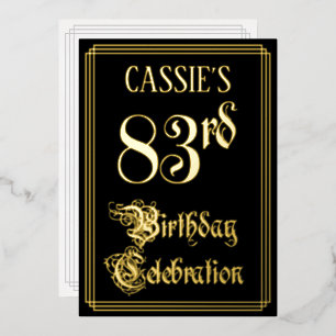 Invitación Con Relieve Metalizado Fiesta de cumpleaños número 83 — Nombre personaliz