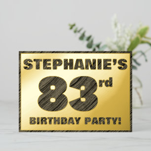 Invitación Con Relieve Metalizado Fiesta de cumpleaños número 83 — Texto con vetas d