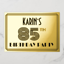 Invitación Con Relieve Metalizado Fiesta de cumpleaños número 85 — Estilo Art Deco “