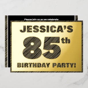 Invitación Con Relieve Metalizado Fiesta de cumpleaños número 85 — Texto en relieve 
