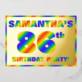 Invitación Con Relieve Metalizado Fiesta de cumpleaños número 86 — Divertido, Espect