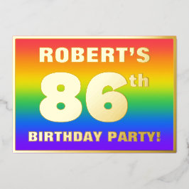 Invitación Con Relieve Metalizado Fiesta de cumpleaños número 86: Patrón divertido y