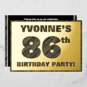 Invitación Con Relieve Metalizado Fiesta de cumpleaños número 86 — Texto con textura