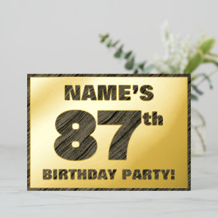 Invitación Con Relieve Metalizado Fiesta de cumpleaños número 87 — Texto con vetas d