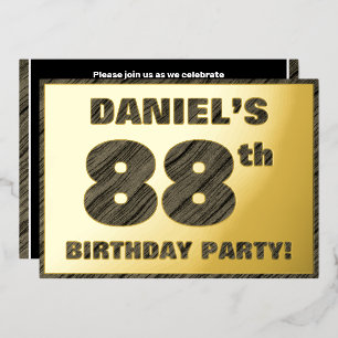 Invitación Con Relieve Metalizado Fiesta de cumpleaños número 88 — Texto con vetas d