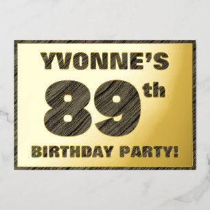 Invitación Con Relieve Metalizado Fiesta de cumpleaños número 89 — Texto con vetas d