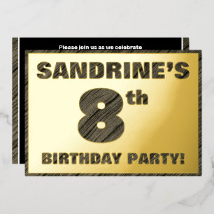 Invitación Con Relieve Metalizado Fiesta de cumpleaños número 8 — Texto con textura