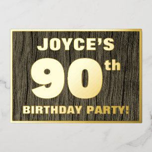 Invitación Con Relieve Metalizado Fiesta de cumpleaños número 90: Patrón de textura