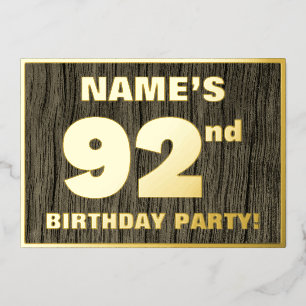 Invitación Con Relieve Metalizado Fiesta de cumpleaños número 92: Patrón de textura