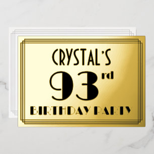Invitación Con Relieve Metalizado Fiesta de cumpleaños número 93 — Estilo Art Deco “