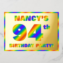 Invitación Con Relieve Metalizado Fiesta de cumpleaños número 94 — Divertido, Espect