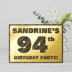 Invitación Con Relieve Metalizado Fiesta de cumpleaños número 94 — Texto con textura