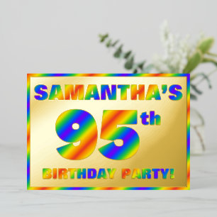 Invitación Con Relieve Metalizado Fiesta de cumpleaños número 95 — Divertido, Espect