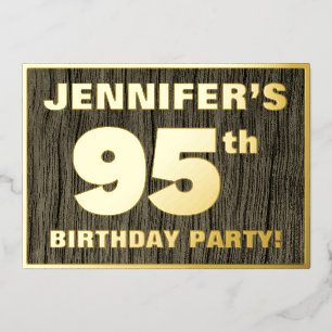 Invitación Con Relieve Metalizado Fiesta de cumpleaños número 95: Patrón de grano de