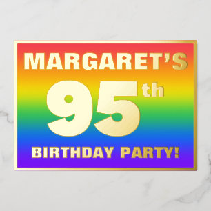 Invitación Con Relieve Metalizado Fiesta de cumpleaños número 95: Patrón divertido y