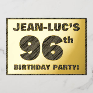 Invitación Con Relieve Metalizado Fiesta de cumpleaños número 96 — Texto con textura