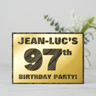 Invitación Con Relieve Metalizado Fiesta de cumpleaños número 97 — Texto con vetas d