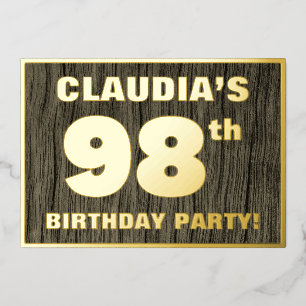 Invitación Con Relieve Metalizado Fiesta de cumpleaños número 98: Patrón de textura
