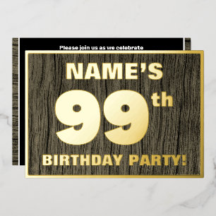 Invitación Con Relieve Metalizado Fiesta de cumpleaños número 99: Patrón de textura 
