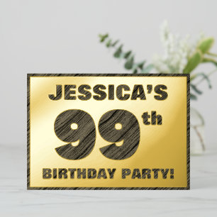 Invitación Con Relieve Metalizado Fiesta de cumpleaños número 99 — Texto con vetas d