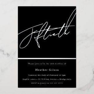 Invitación Con Relieve Metalizado Fiesta de cumpleaños número cincuenta 50 de papel 