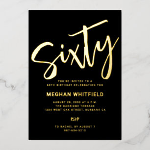 Invitación Con Relieve Metalizado Fiesta de cumpleaños número sesenta con guión de o