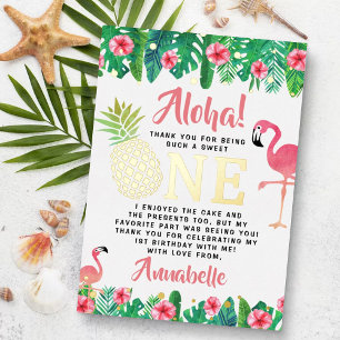 Invitación Con Relieve Metalizado Fiesta de Cumpleaños Número Uno de Verano Tropical
