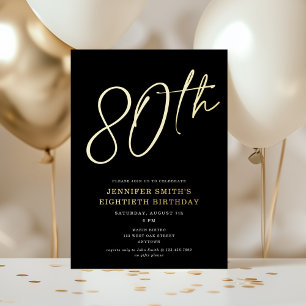 Invitación Con Relieve Metalizado Fiesta de cumpleaños ochenta 80 moderna y chic