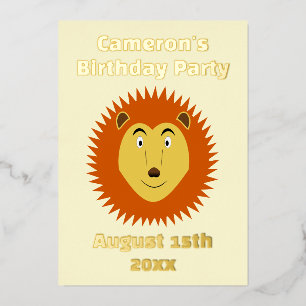 Invitación Con Relieve Metalizado Fiesta de Cumpleaños Personalizada Leo Signo del L