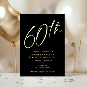 Invitación Con Relieve Metalizado Fiesta de cumpleaños sesenta 60 moderno chic scrip