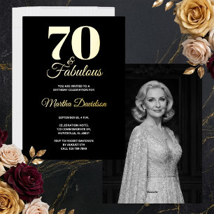 Invitación Con Relieve Metalizado Fiesta de cumpleaños setenta y fabulosa con papel