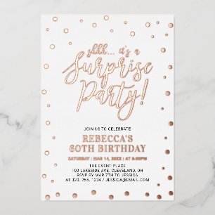 Invitación Con Relieve Metalizado Fiesta de Cumpleaños Sorpresa con Confeti de Oro R