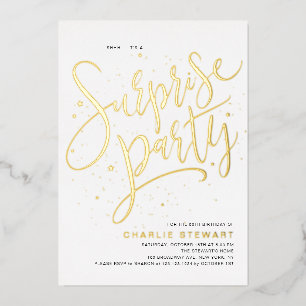 Invitación Con Relieve Metalizado Fiesta de cumpleaños sorpresa de cualquier edad co