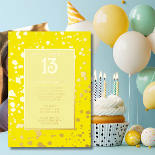Invitación Con Relieve Metalizado Fiesta de cumpleaños sorpresa número 13 Brillante