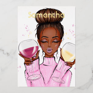 Invitación Con Relieve Metalizado Fiesta de cumpleaños temática del vino