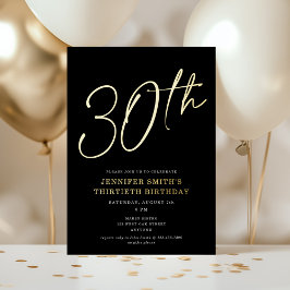 Invitación Con Relieve Metalizado Fiesta de cumpleaños treinta 30 con estilo moderno