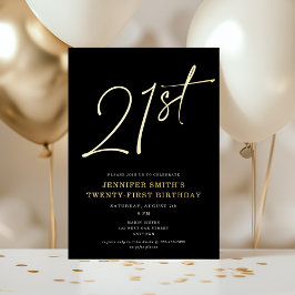 Invitación Con Relieve Metalizado Fiesta de cumpleaños veintiuno 21 con estilo moder