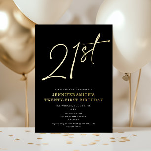 Invitación Con Relieve Metalizado Fiesta de cumpleaños veintiuno 21 con estilo moder