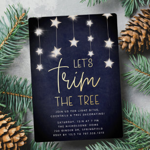 Invitación Con Relieve Metalizado Fiesta de Decoración del Árbol de Navidad de Estre