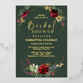 Invitación Con Relieve Metalizado Fiesta de Despedida de Soltera Boho Rústica Flor S
