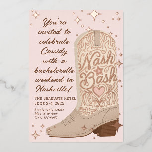 Invitación Con Relieve Metalizado Fiesta de Despedida de Soltera con Botas de Vaquer