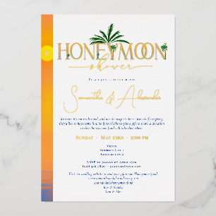 Invitación Con Relieve Metalizado Fiesta de Despedida de Soltera con Puestas de Sol